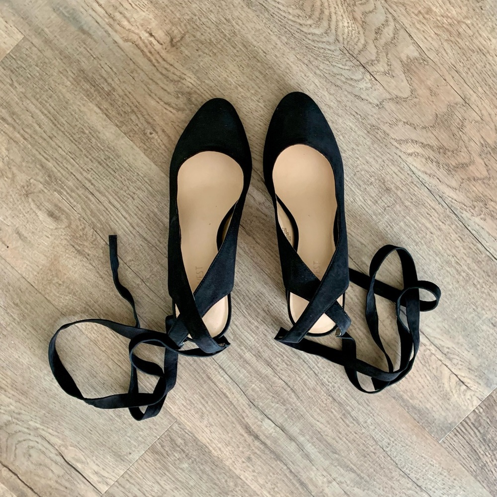 Black Leather Suede Nine West Women’s Wedges Shoes Size 8.5